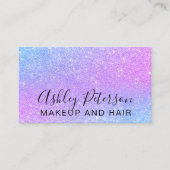 メイクエレガントタイポグラフィピンク青パープルグリッター 名刺 (正面)