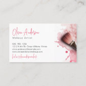 メイクエレガントブラシ及び抽象芸術ピンクの水色 名刺 (裏面)