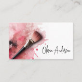 メイクエレガントブラシ及び抽象芸術ピンクの水色 名刺 (正面)