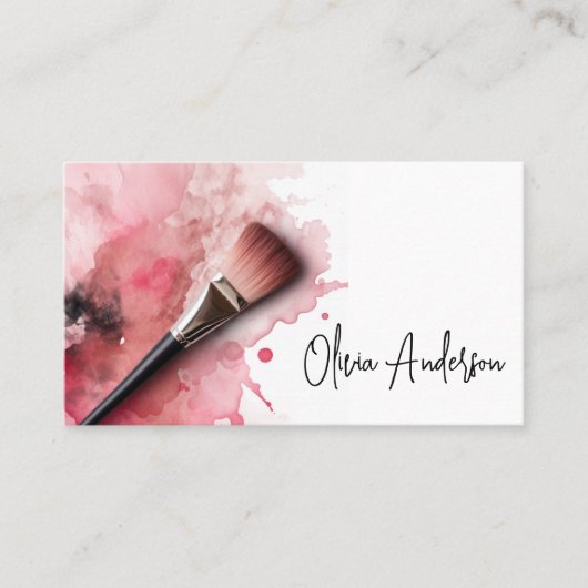 メイクエレガントブラシ及び抽象芸術ピンクの水色 名刺 (正面)