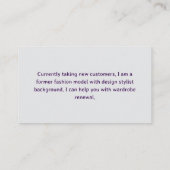 メイクオーバーファッションスタイル個人デザインコンサルタント 名刺 (裏面)