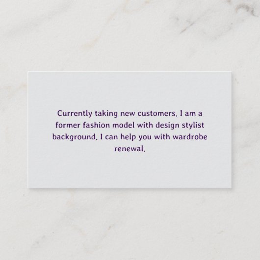 メイクオーバーファッションスタイル個人デザインコンサルタント 名刺 (裏面)