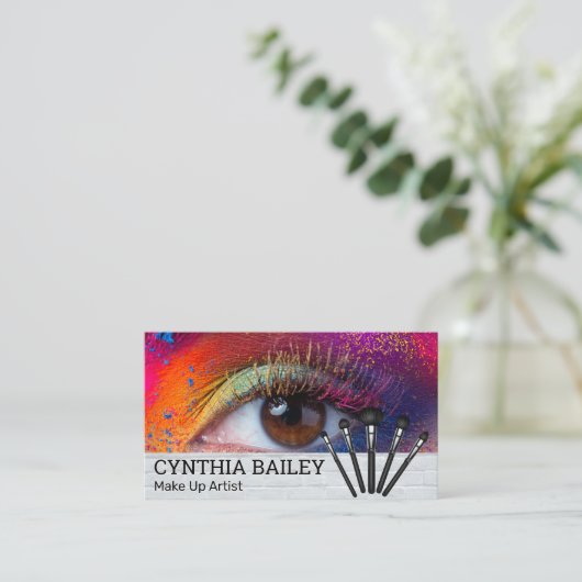 メイクカラフルアップとブラシ | 女性目 名刺 (スタンド正面)