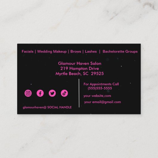 メイクガーリーアップアーティスト白黒名刺 名刺 (裏面)