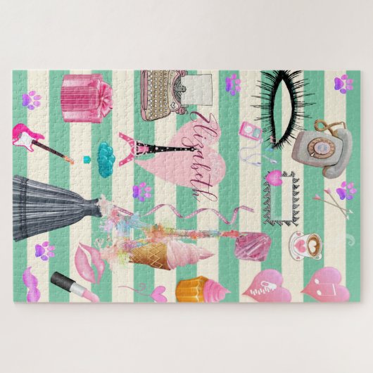 メイクガーリーアップ美しいストライプ ジグソーパズル (横)