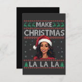 メイククリスマスララ醜いクリスマススセーターカマラ サンキューカード (正面/裏面)