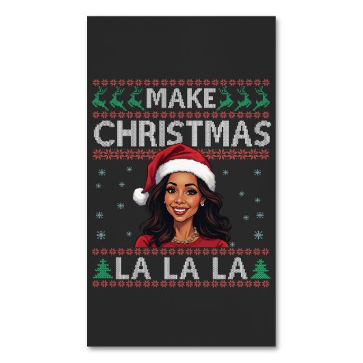 メイククリスマスララ醜いクリスマススセーターカマラ マグネット名刺 (正面縦)