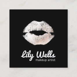 メイククールアップアーティストシルバーキスをするリップブラック スクエア名刺