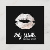 メイククールアップアーティストシルバーキスをするリップブラック スクエア名刺 (正面)