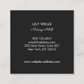 メイククールアップアーティストシルバーキスをするリップブラック スクエア名刺 (裏面)