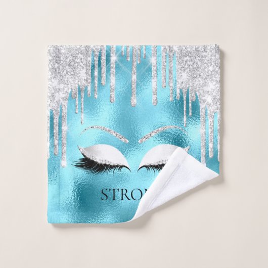 メイクグリッターアイズドリップスシルバーブルー ウォッシュタオル (ウォッシュタオル)
