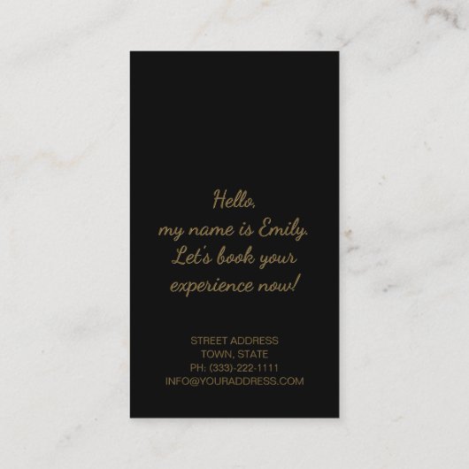 メイクグリッターフェイクゴールドフォイルバタフライブラック 名刺 (裏面)