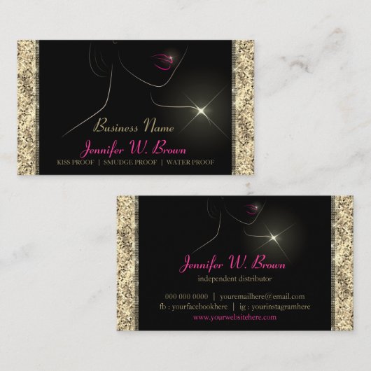 メイクサロン金ゴールド口紅の販売者 名刺 (正面/裏面)