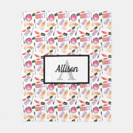 メイクシックガーリーモノグラムかわいい口紅のつめ フリースブランケット