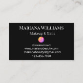 メイクスタイリッシュアップと爪、 ネイル4枚コラージュ黒 名刺 (裏面)