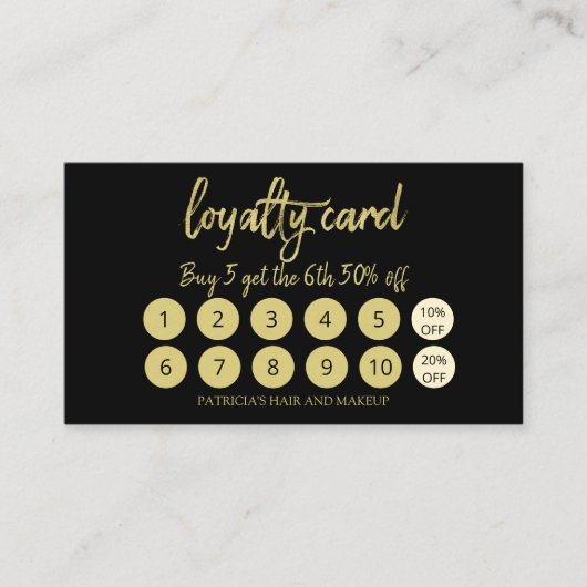 メイクスタイリッシュアップアーティストヘアサロン10ロイヤリティカード 名刺 (正面)