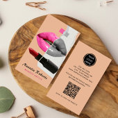 メイクスタイリッシュアップアーティストCollageフォトリップピンクローズ 名刺