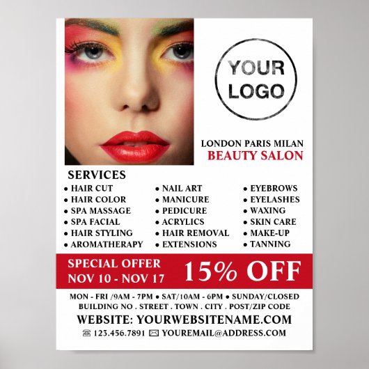 メイクスタイリッシュアップデザイン、ビューティシャン、美しいサロン ポスター (正面)