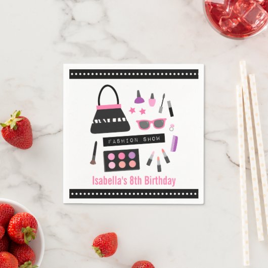 メイクスタイリッシュファッションショー誕生日パーティナプキンス スタンダードカクテルナプキン (インサイチュ)