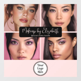 メイクスタジオ ブラッシュピンク スクリプト 4 フォト あなたのロゴ ウィンドウサイン