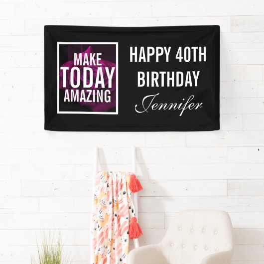 メイクトゥデイアメージングパープルバラ誕生日 横断幕 (インサイチュ)