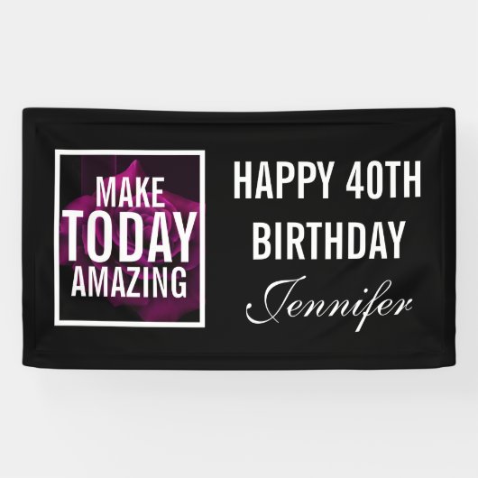 メイクトゥデイアメージングパープルバラ誕生日 横断幕 (横)