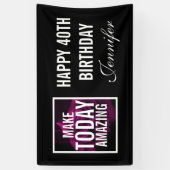 メイクトゥデイアメージングパープルバラ誕生日 横断幕 (縦)