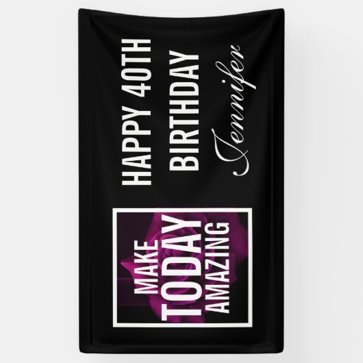 メイクトゥデイアメージングパープルバラ誕生日 横断幕 (縦)