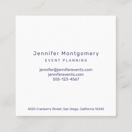 メイクトゥデイアメージングパープルバラ 感動的 スクエア名刺 (裏面)