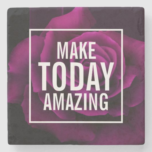 メイクトゥデイアメージングパープルバラ 感動的 ストーンコースター (正面)