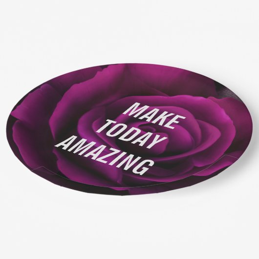 メイクトゥデイアメージングパープルバラ 感動的 ペーパープレート (アングル)
