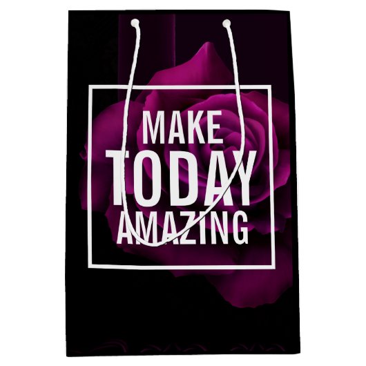 メイクトゥデイアメージングパープルバラ 感動的 ミディアムペーパーバッグ (正面)