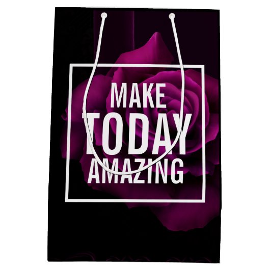 メイクトゥデイアメージングパープルバラ 感動的 ミディアムペーパーバッグ (裏面)