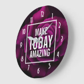 メイクトゥデイアメージングパープルバラ 感動的 ラージ壁時計 (傾斜)