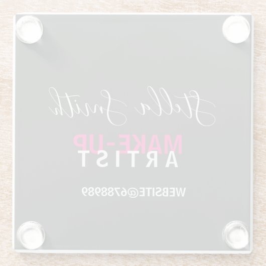 メイクパーソナライズされたアップアーティスト基準 ガラスコースター (裏面)