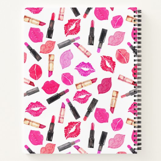 メイクパーソナライズされたアップアーティスト水彩化粧 ノートブック (裏面)