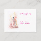 メイクフェミニンアップブラシミニマルなメイクアップアーティスト 名刺 (正面)