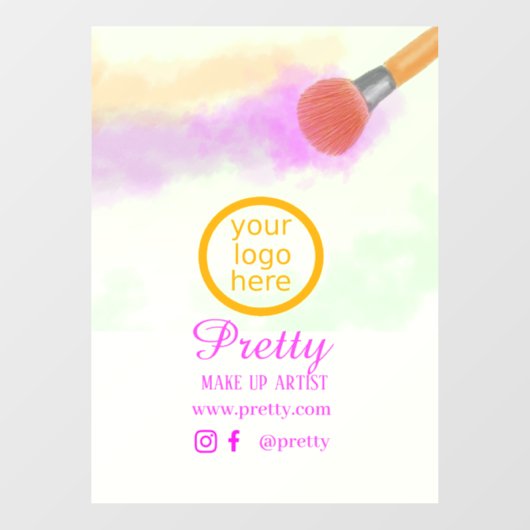 メイクブラシ カラフル水彩  ウィンドウサイン (シート)