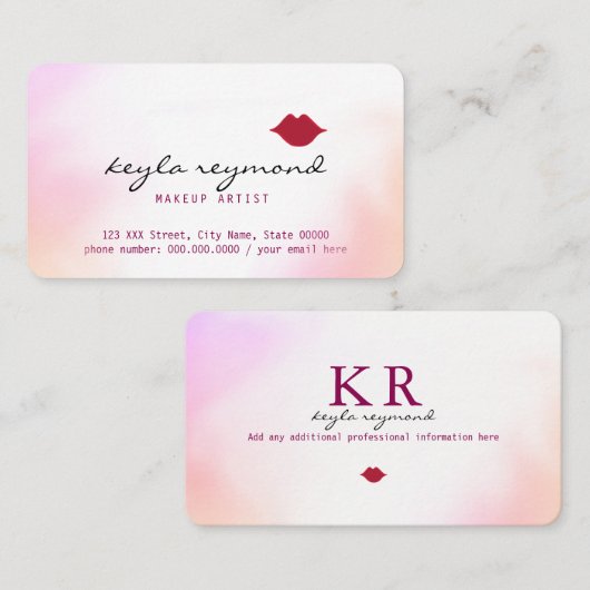 メイクメイクソフト水彩+赤くくちびる 名刺 (正面/裏面)