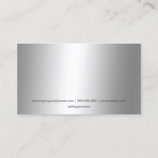 メイクモダンアシンプルシルバーグレー金属箔 名刺 (裏面)