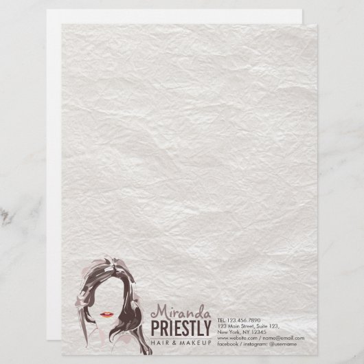 メイクモダンアップアーティストと美容師美しいサロン レターヘッド (正面/裏面)
