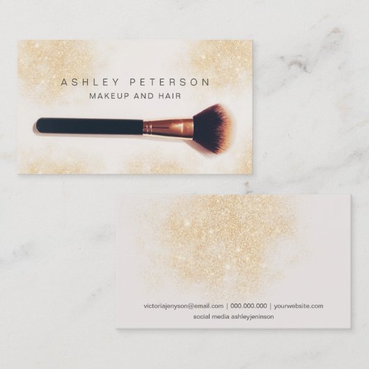 メイクモダンアップアーティストのブラシ写真グリッターの塵 名刺 (正面/裏面)