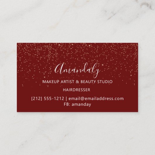 メイクモダンアップアーティストのブルゴーニュ金ゴールド 名刺 (裏面)