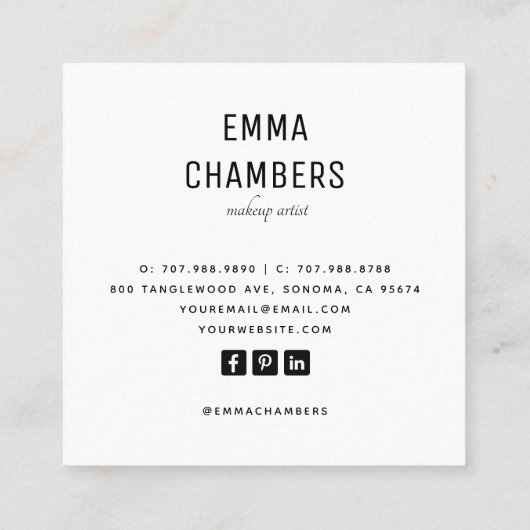 メイクモダンアップアーティストの写真 スクエア名刺 (裏面)