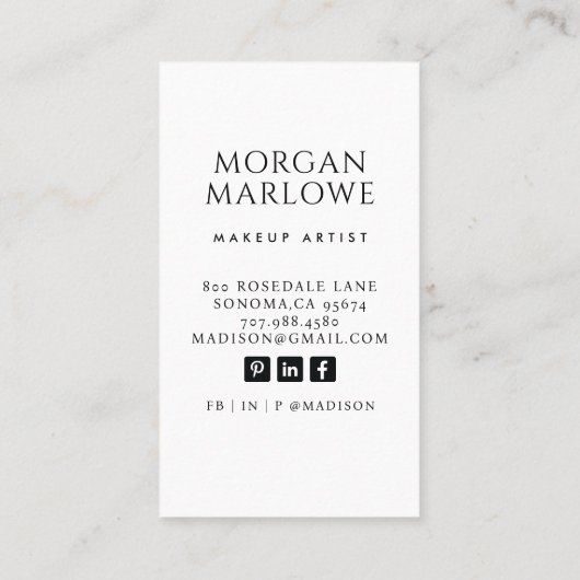 メイクモダンアップアーティストの写真 名刺 (裏面)