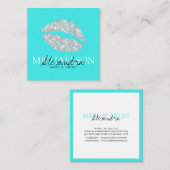 メイクモダンアップアーティストの署名ターコイズ スクエア名刺 (正面/裏面)