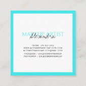メイクモダンアップアーティストの署名ターコイズ スクエア名刺 (裏面)