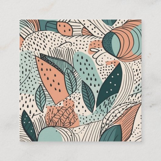 メイクモダンアップアーティストサーモングリーン抽象芸術シェイプ スクエア名刺 (裏面)