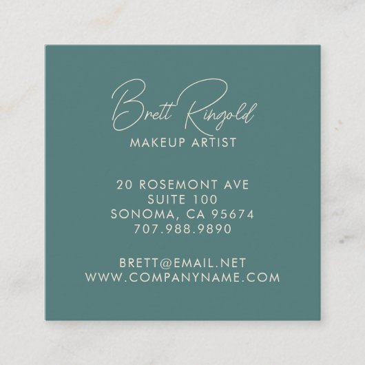 メイクモダンアップアーティストサーモングリーン抽象芸術シェイプ スクエア名刺 (正面)
