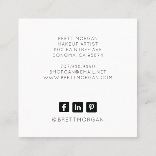 メイクモダンアップアーティストスクエアビジネスカード スクエア名刺 (裏面)